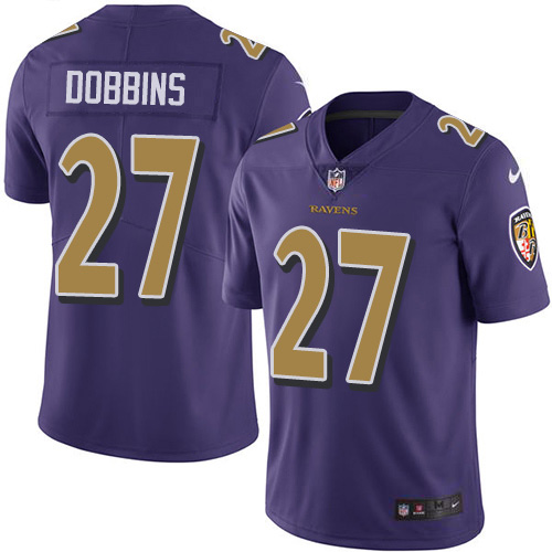 Nike Ravens #27 J.K. Dobbins Purple Youth Stitched NFL Limited Rush Jersey
